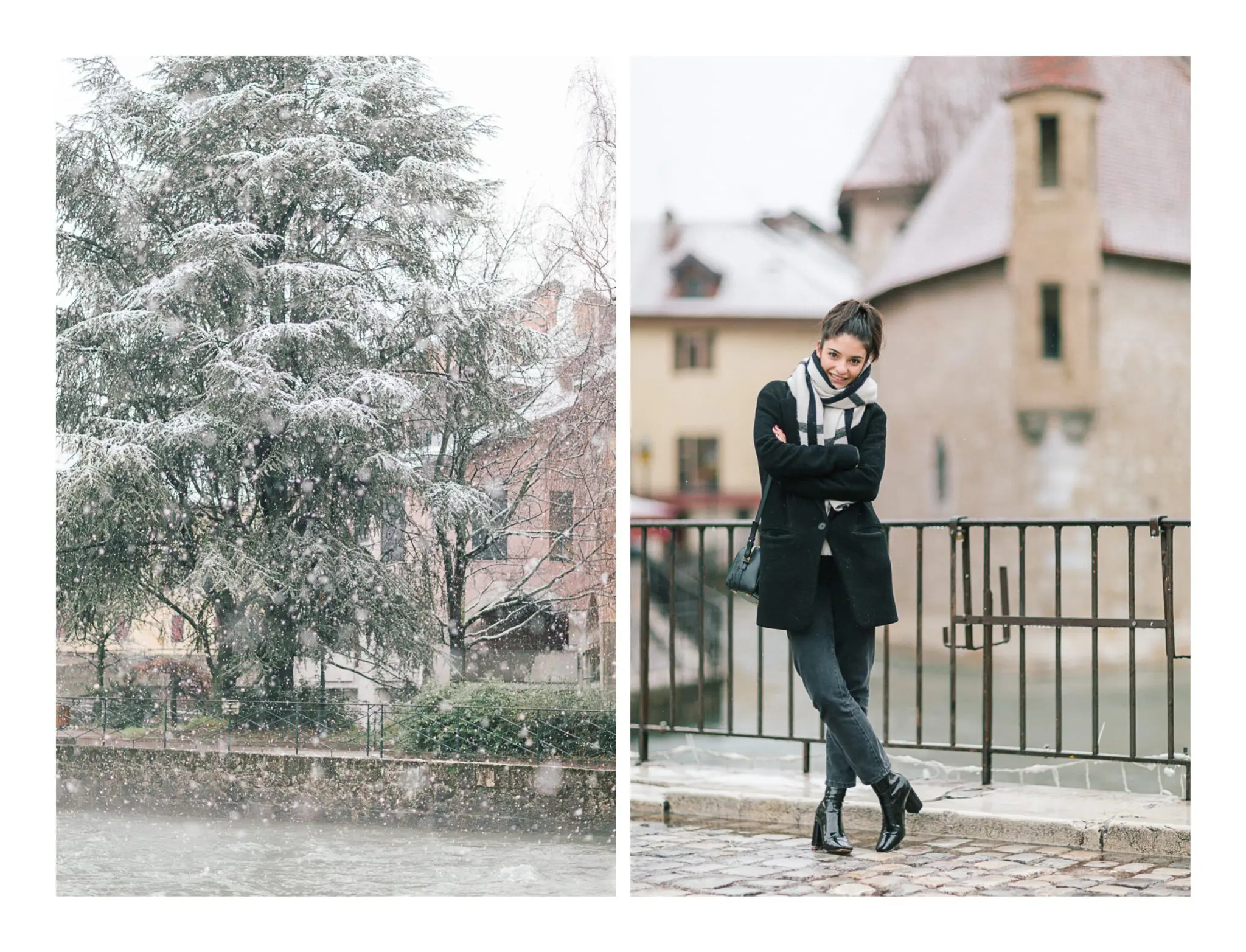 Ensuite, photo de l'actrice Éléonore Sarrazin à l'occasion d'une séance portrait à Annecy sous la neige