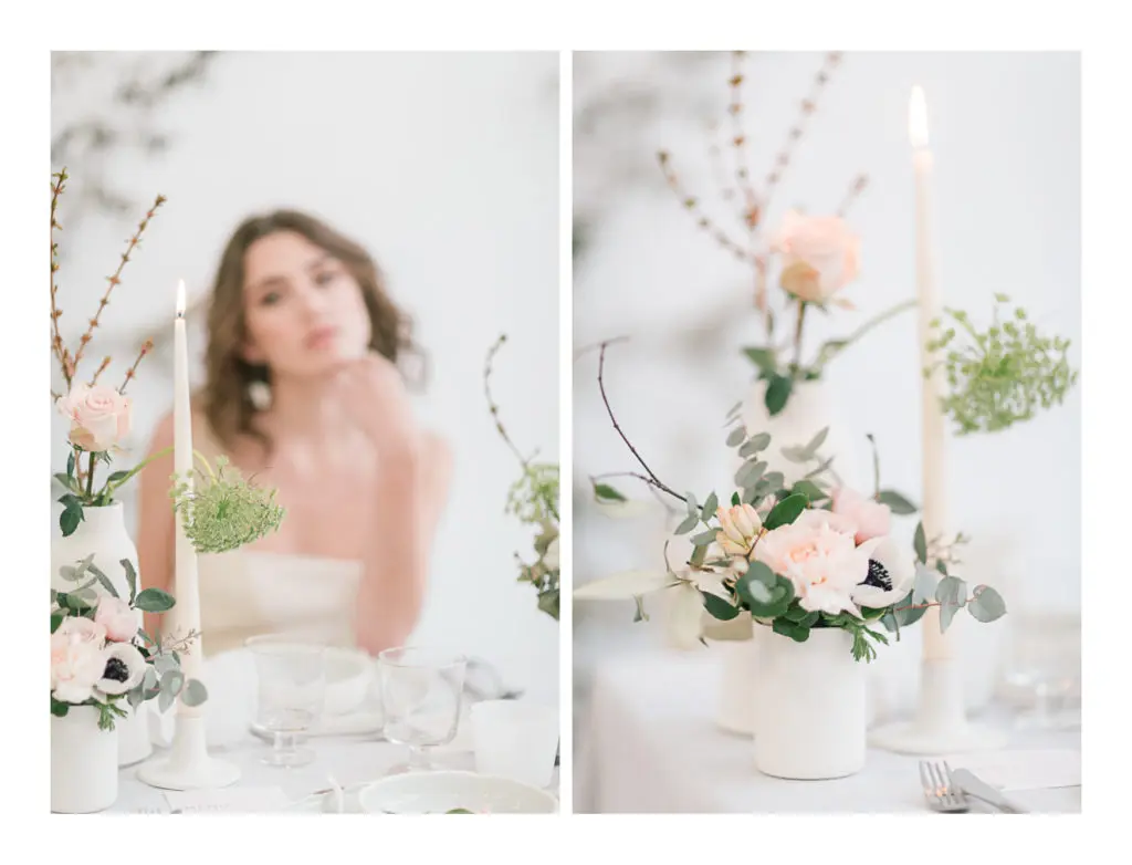 Photo de la table et des fleurs du mariage avec Ilona Gachet